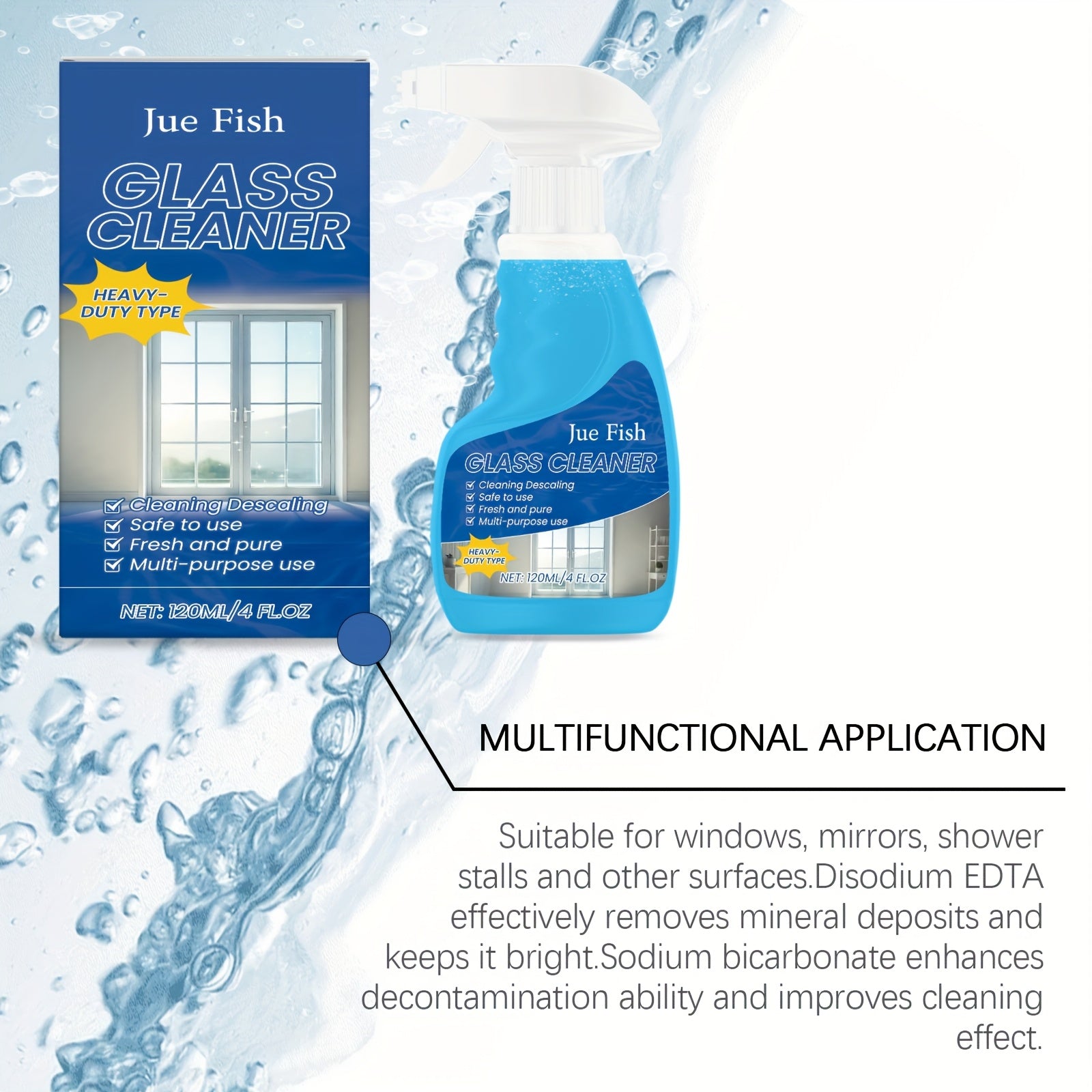 2pcs Glass Cleaner, Multi-functional Glass Cleaning, Oil And Stain Removal, Household Glass Mirror Cleaning Spray