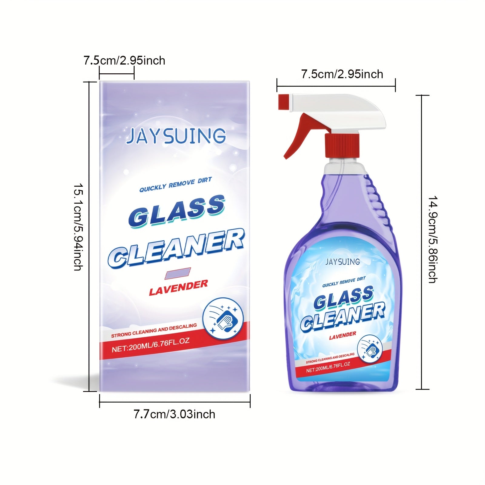 4pcs Lavender-scented Glass Cleaner, A Multi-functional Household Cleaner for Cleaning Dirt, Removing Oil Stains And Cleaning Glass 6.76oz