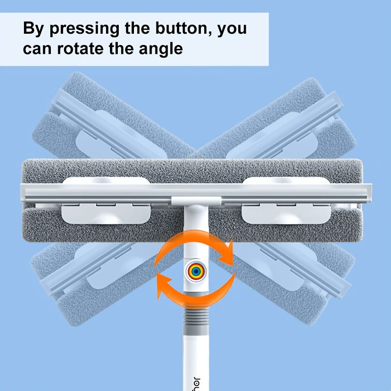 1set, Joybos 2in 1 Glass Cleaning Squeegee&Garden Cleaning Mop: with 4 Replaceable Pads, 126 inch long pole, Glass Squeegee with Scraper, Ideal for High Glass Surfaces&patio&Car, Adjustable length cleaning tool