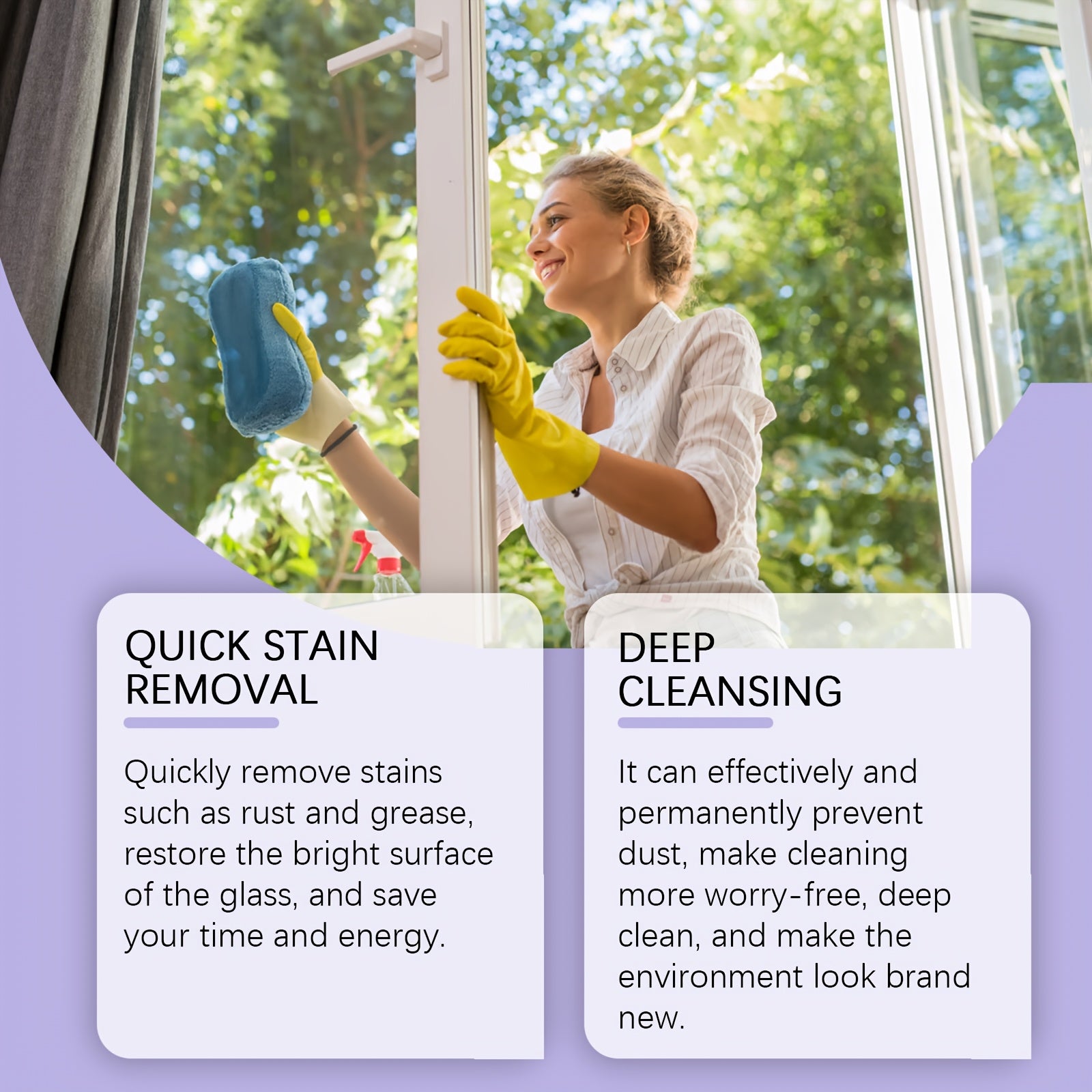 4pcs Lavender-scented Glass Cleaner, A Multi-functional Household Cleaner for Cleaning Dirt, Removing Oil Stains And Cleaning Glass 6.76oz