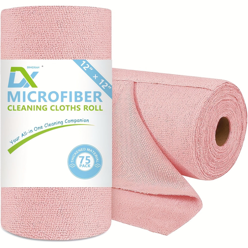 75pcs Microfiber Cleaning Cloth - Super Absorbent Reusable Roll Of Microfiber Towels, 12 \