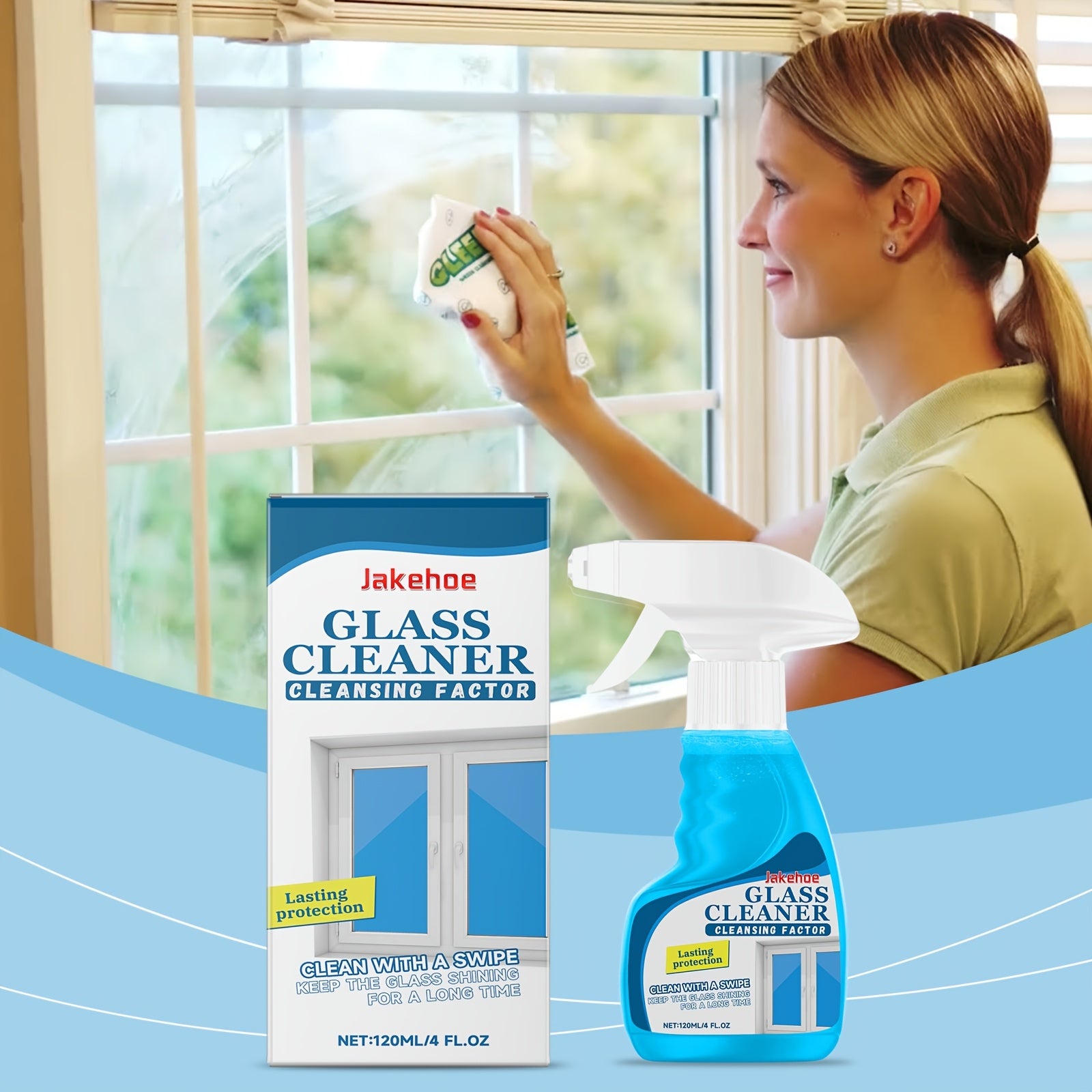 120ml\u002F4oz Heavy-Duty Glass Spray - Streak-Free Formula with Rapid Stain Remover for Windows, Mirrors, Shower Doors & Car Glass - No Residue, for \u002FS Pets, Suitable for Glass Surfaces (Liquid)