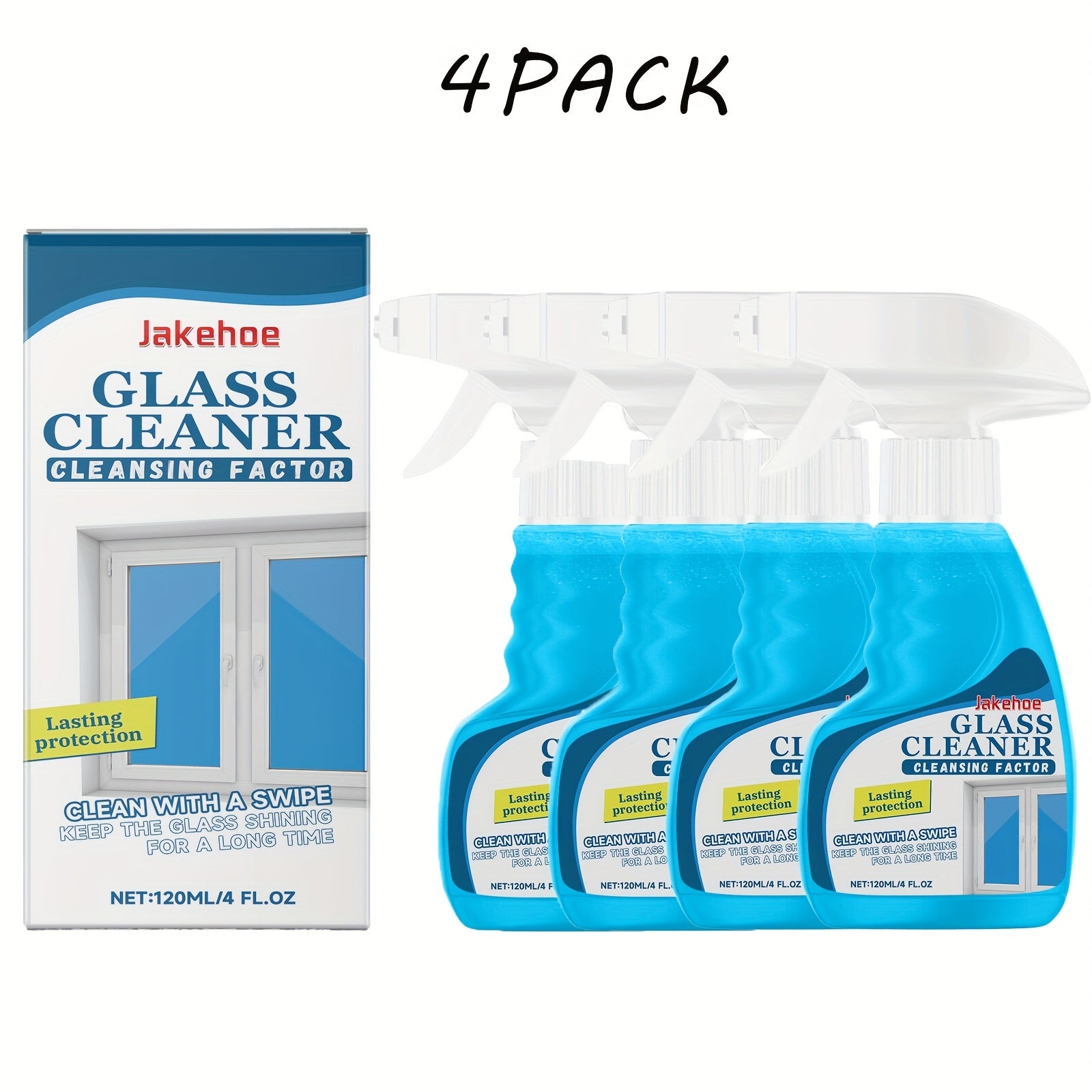 120 Ml\u002F 4 Fl Oz Streak-Free Glass Cleaner Spray - Heavy Duty Multi-Surface Cleaner For Windows, Mirrors And Shower Doors, Removes Tough Grease, Fingerprints And Dust (Ammonia-Free Formula, Fast Drying)