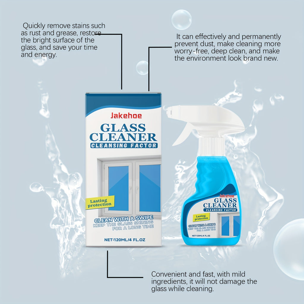 120 Ml\u002F 4 Fl Oz Streak-Free Glass Cleaner Spray - Heavy Duty Multi-Surface Cleaner For Windows, Mirrors And Shower Doors, Removes Tough Grease, Fingerprints And Dust (Ammonia-Free Formula, Fast Drying)