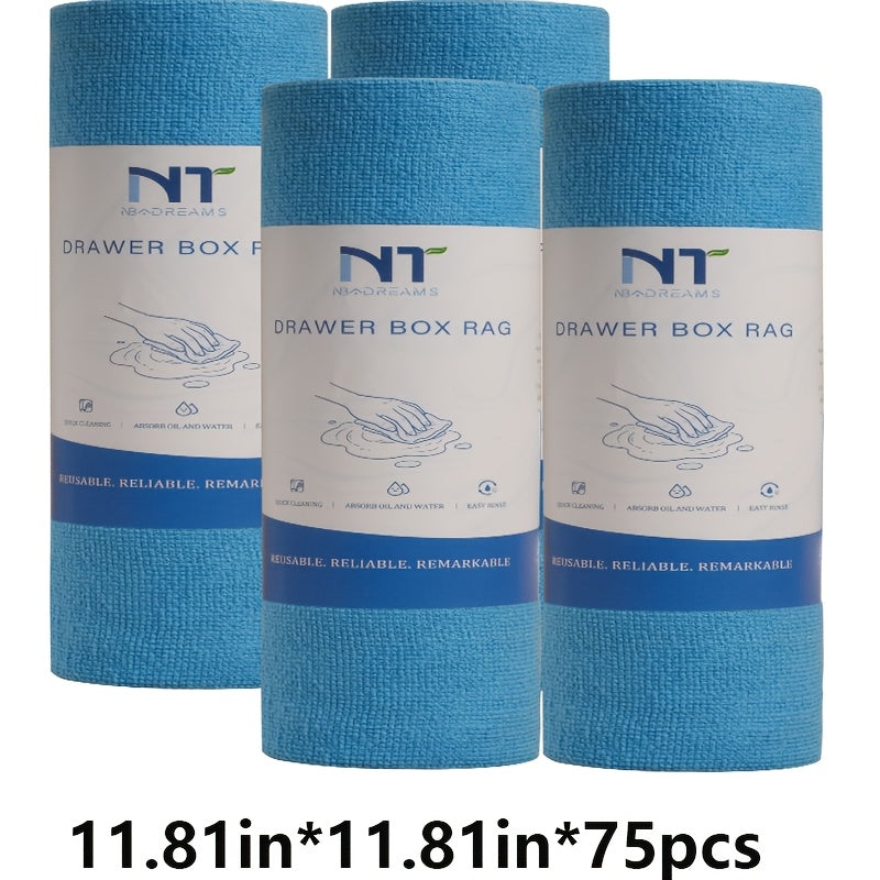 Four Roll Pack, 11.81 * 11.81inch * 30pcs\u002F75pcs, Multiple Colors to Choose From, Tear Off And Reusable Ultra-fine Fiber Cleaning Cloth, Super Absorbent Cloth, Can Be Used As Dish Cloths, Cleaning Cloth, Suitable for All-round Cleaning