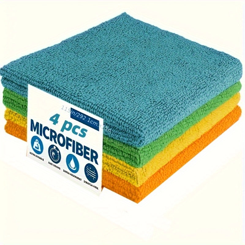 Ultra-Fine Microfiber Cloths 4pcs Ultra-Fine Microfiber Cloths - Highly Absorbent, Multi-Purpose, Stripe-Free - Perfect for Kitchen And Bathroom Surfaces