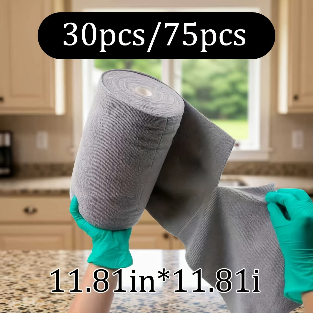 Four Roll Pack, 11.81 * 11.81inch * 30pcs\u002F75pcs, Multiple Colors to Choose From, Tear Off And Reusable Ultra-fine Fiber Cleaning Cloth, Super Absorbent Cloth, Can Be Used As Dish Cloths, Cleaning Cloth, Suitable for All-round Cleaning