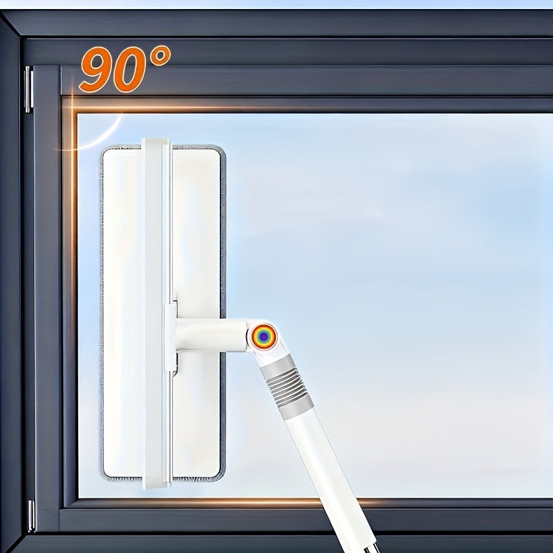 2-in-1 Extendable Window Squeegee Cleaner with Bendable Head & Long Handle Streak-Free Glass Cleaning Tool for Indoor Outdoor High Windows Shower Doors And Car Glass