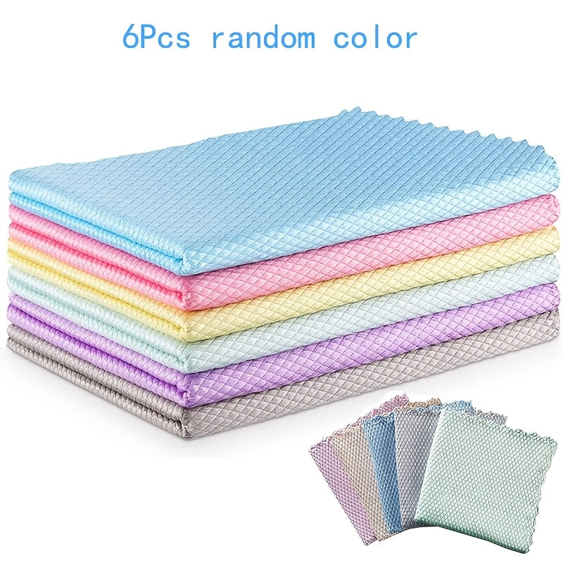 6pcs Ultra-Fine Microfiber Cleaning Cloths | Non-Abrasive, Multi-Purpose for Glass, Countertops, Mirrors, Dishes, Drying, Cars, Soft & Absorbent