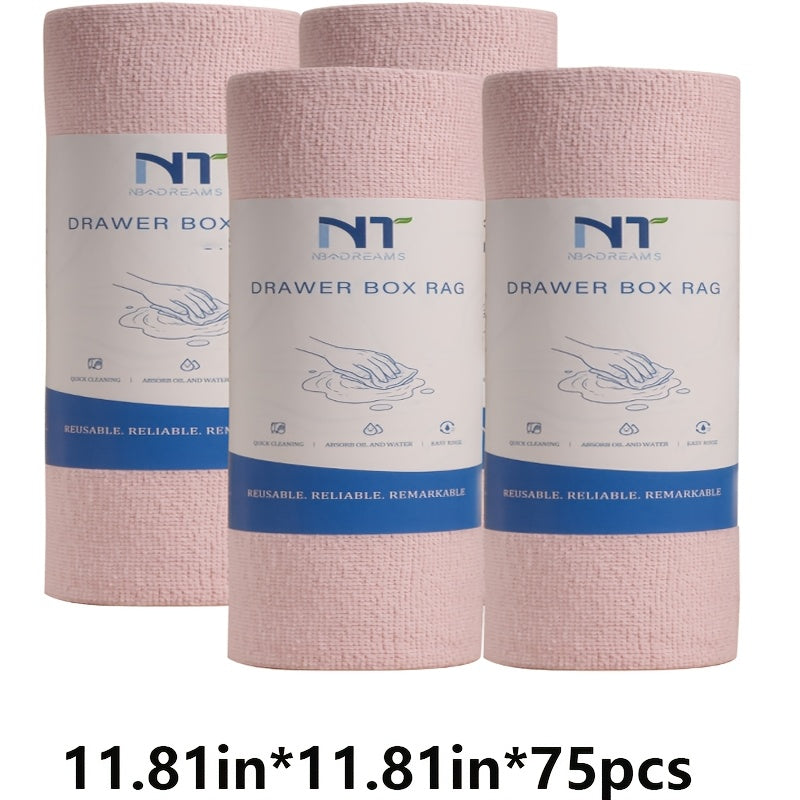Four Roll Pack, 11.81 * 11.81inch * 30pcs\u002F75pcs, Multiple Colors to Choose From, Tear Off And Reusable Ultra-fine Fiber Cleaning Cloth, Super Absorbent Cloth, Can Be Used As Dish Cloths, Cleaning Cloth, Suitable for All-round Cleaning