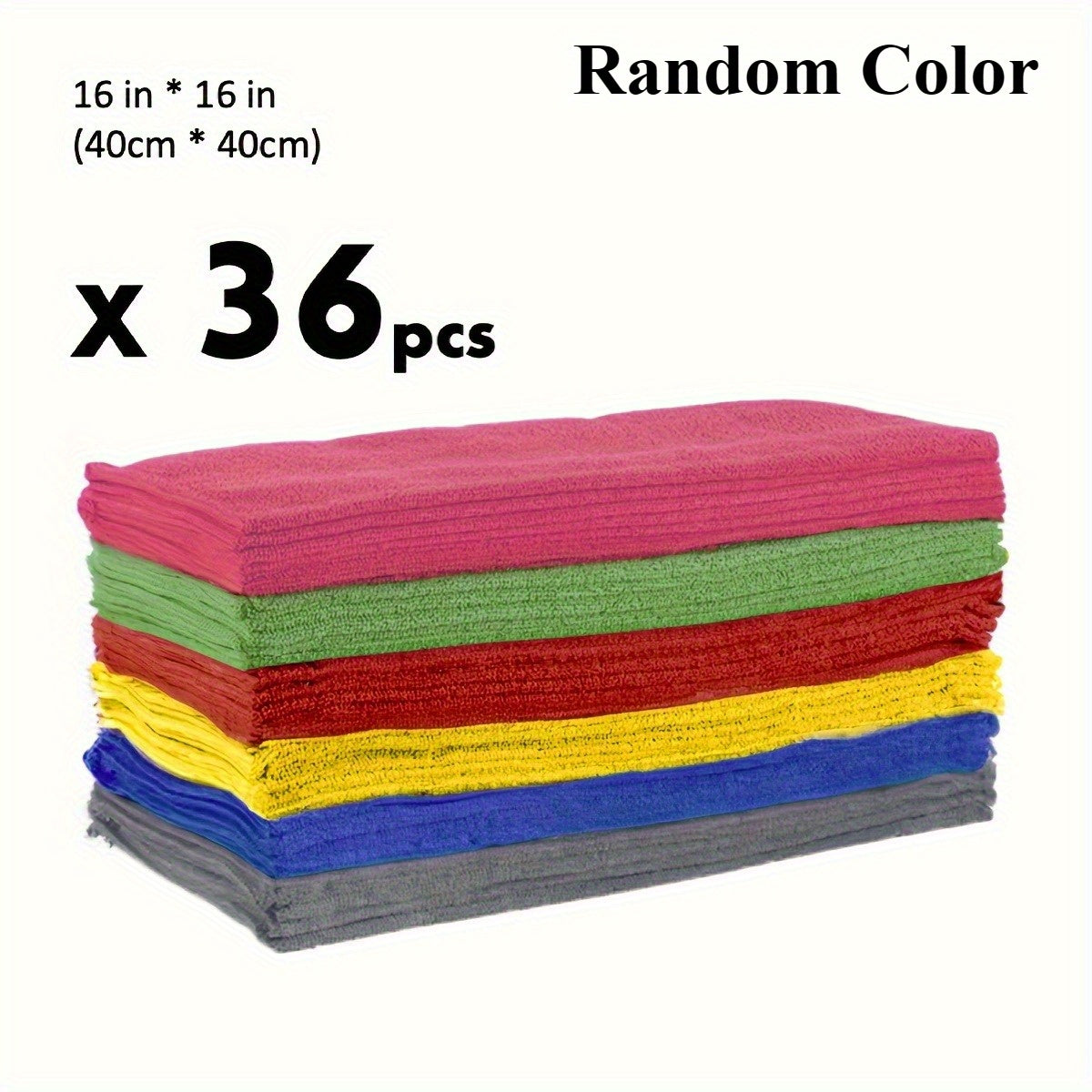 36-Pack Microfiber Towels, 200gsm Scratch & Lint-Free Square Solid Pattern Towels (Multi-Purpose for Home, Office, Kitchen, Automotive Use, Contemporary Style, Machine Washable with Super Fine Fiber for Strong Adsorption and Easy Cleaning)