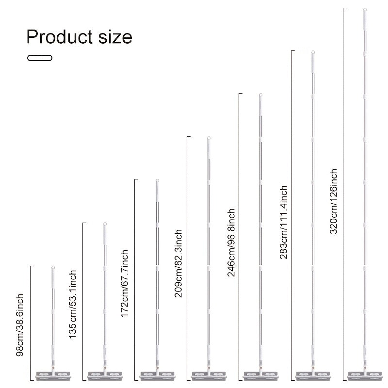 1set, Joybos 2in 1 Glass Cleaning Squeegee&Garden Cleaning Mop: with 4 Replaceable Pads, 126 inch long pole, Glass Squeegee with Scraper, Ideal for High Glass Surfaces&patio&Car, Adjustable length cleaning tool