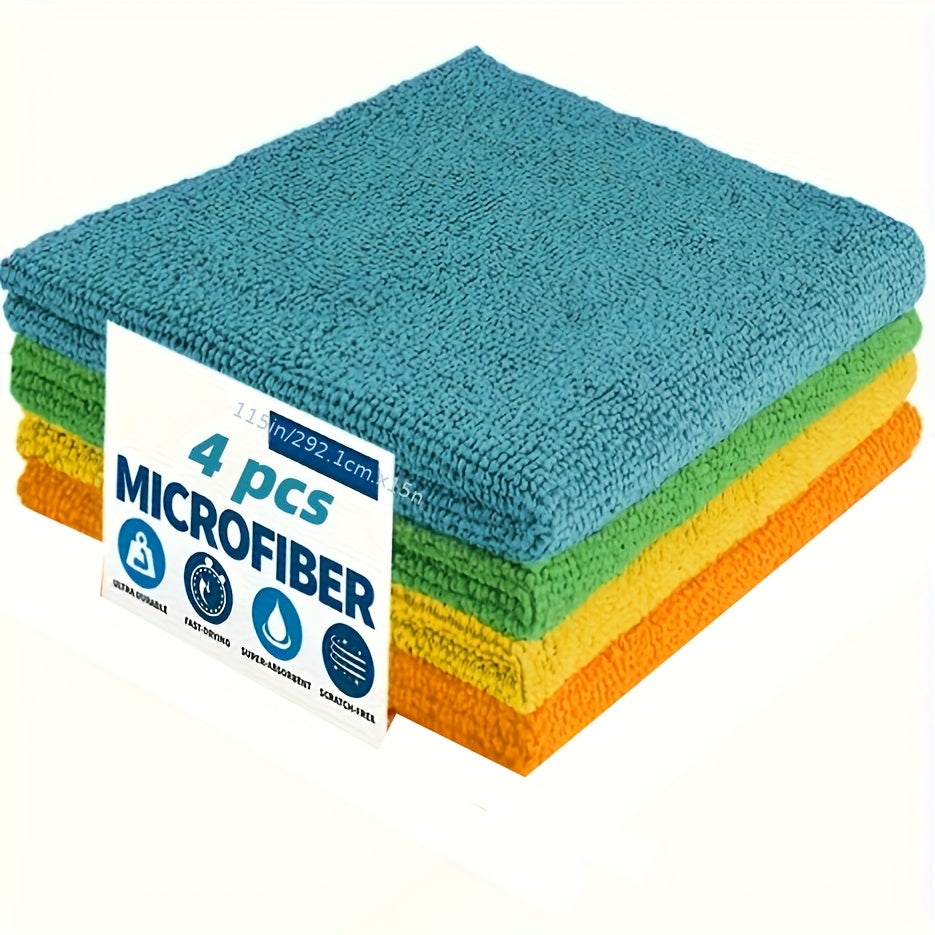 Ultra-Fine Microfiber Cloths 4pcs Ultra-Fine Microfiber Cloths - Highly Absorbent, Multi-Purpose, Stripe-Free - Perfect for Kitchen And Bathroom Surfaces