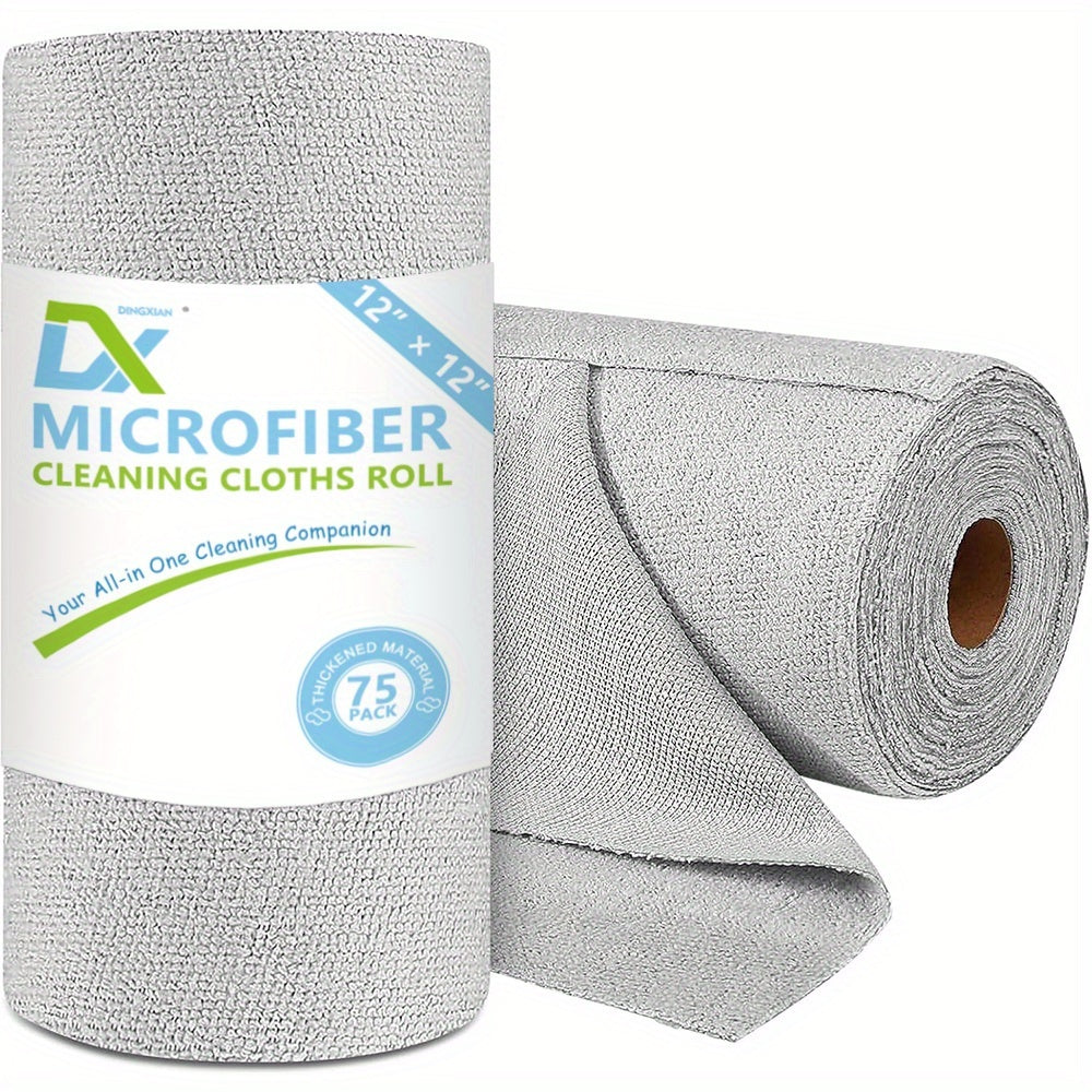 75pcs Microfiber Cleaning Cloth - Super Absorbent Reusable Roll Of Microfiber Towels, 12 \