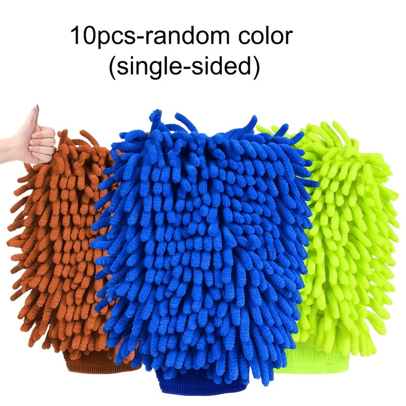 10pcs Double-sided Schneier Gloves, Car Washing Tool, Convenient Cloth, Car Wiping Towel, Ultra-fine Fiber, Strong Cleaning Power