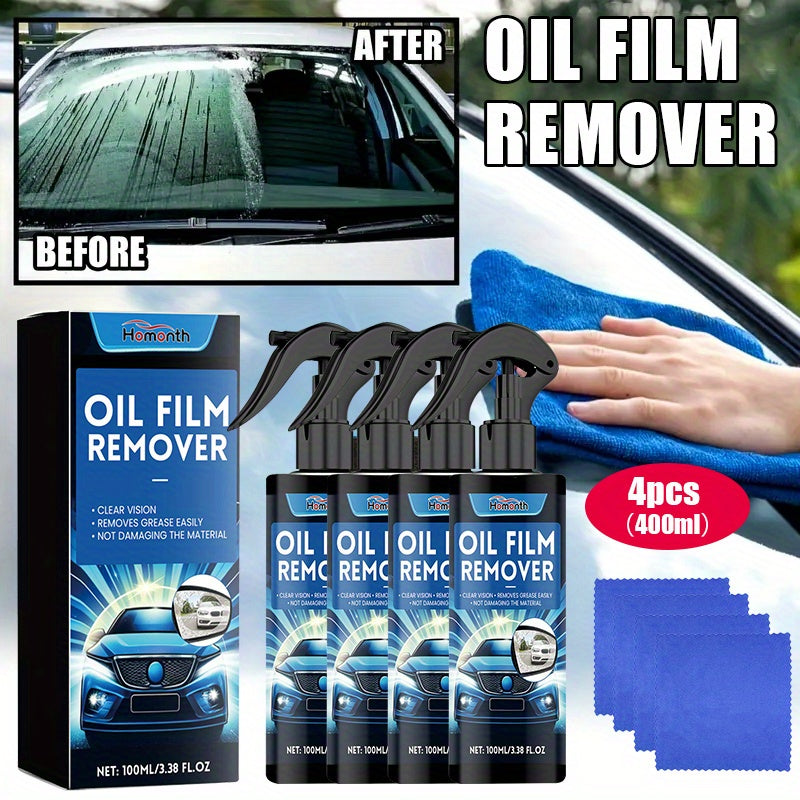 Effective Glass Oil Film Remover • 4Set 100ml Bottle • Streak-Free Shine
