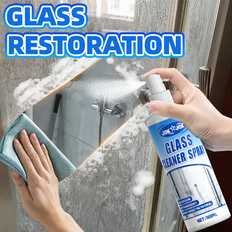 1 Can Multifunctional Bathroom Glass Cleaning Spray | Fresh Formula for Crystal-Like Luster, Suitable for Showers, Mirrors, and Sinks | Contains Hydrogen Peroxide and Metal Polish, Brand: JOKJOK