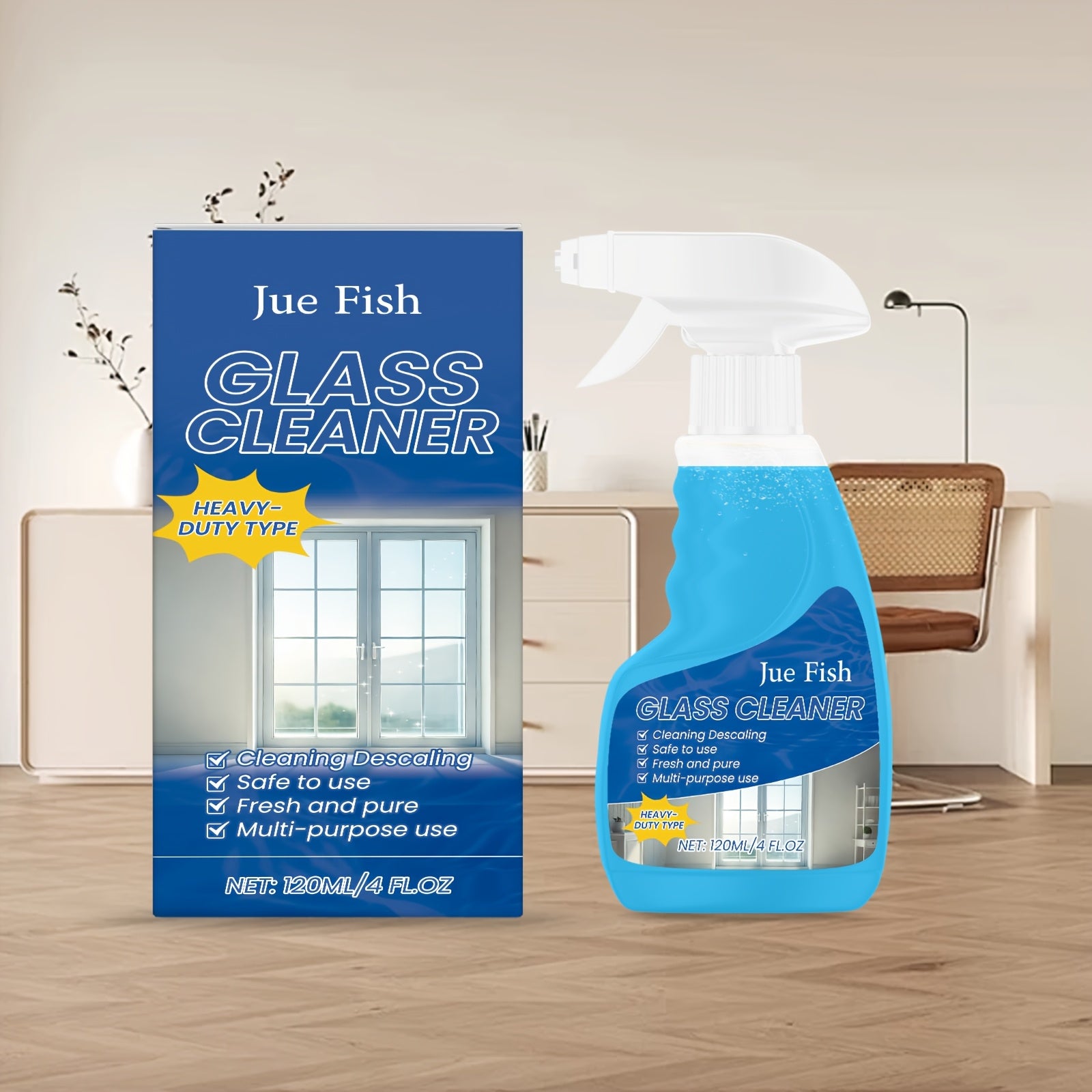 4fl.oz Multi-purpose Glass Cleaner, Large Capacity, Cleans Glass Scale And Stains, Glass Cleaning Spray for Home And Commercial Use, Easy to Use, Summer Exclusive