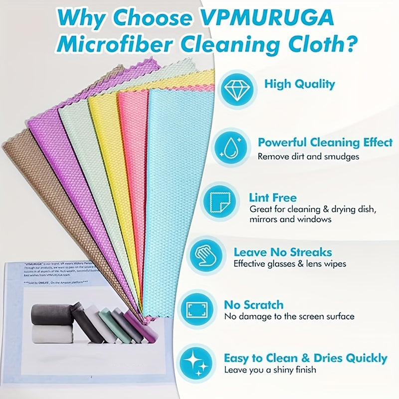 6pcs Ultra-Fine Microfiber Cleaning Cloths | Non-Abrasive, Multi-Purpose for Glass, Countertops, Mirrors, Dishes, Drying, Cars, Soft & Absorbent