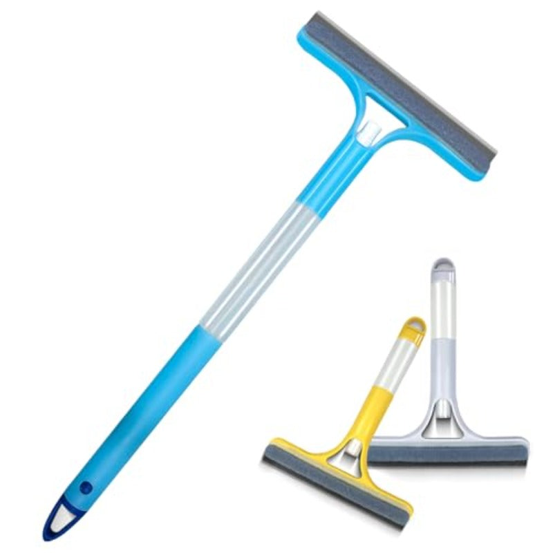 3pcs 3in 1 Window Cleaning Scraper with 1 Long Handle Mirror Squeegee with Sprayer and 2 Short Handle Glass Cleaner Squeegee for Window Glass Shower Room Glass Mirrors Car Window.