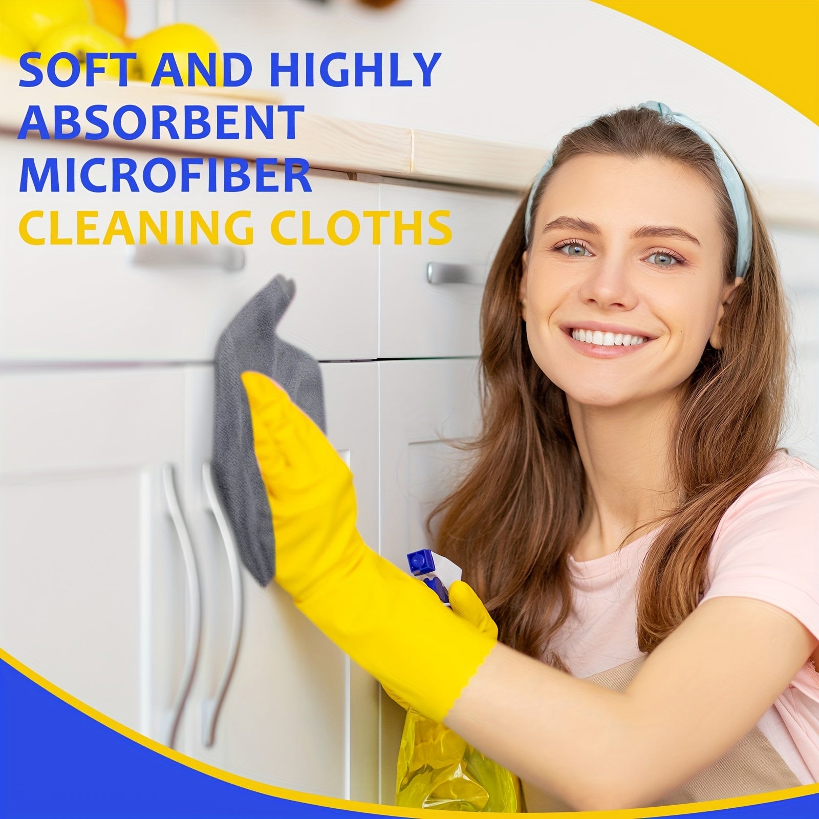 60 Count Microfiber Cleaning Cloths for Cars 15.75 X 15.75 Inch Ultra Absorbent Car Towels Drying Reusable Cleaning Supplies House Kitchen Window Microfiber Towel (Blue, Gray, Yellow)