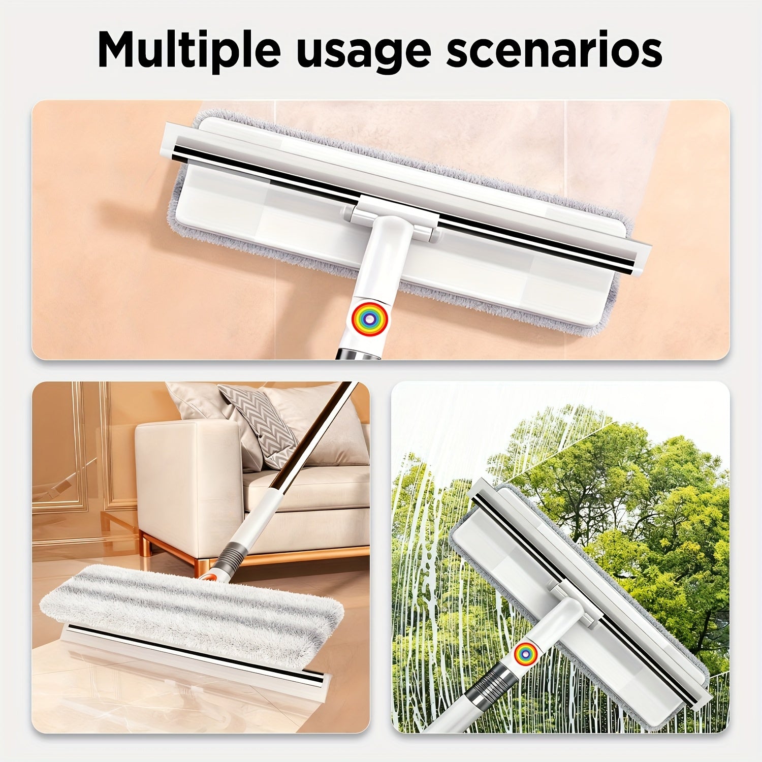 2-in-1 Extendable Window Squeegee Cleaner with Bendable Head & Long Handle Streak-Free Glass Cleaning Tool for Indoor Outdoor High Windows Shower Doors And Car Glass