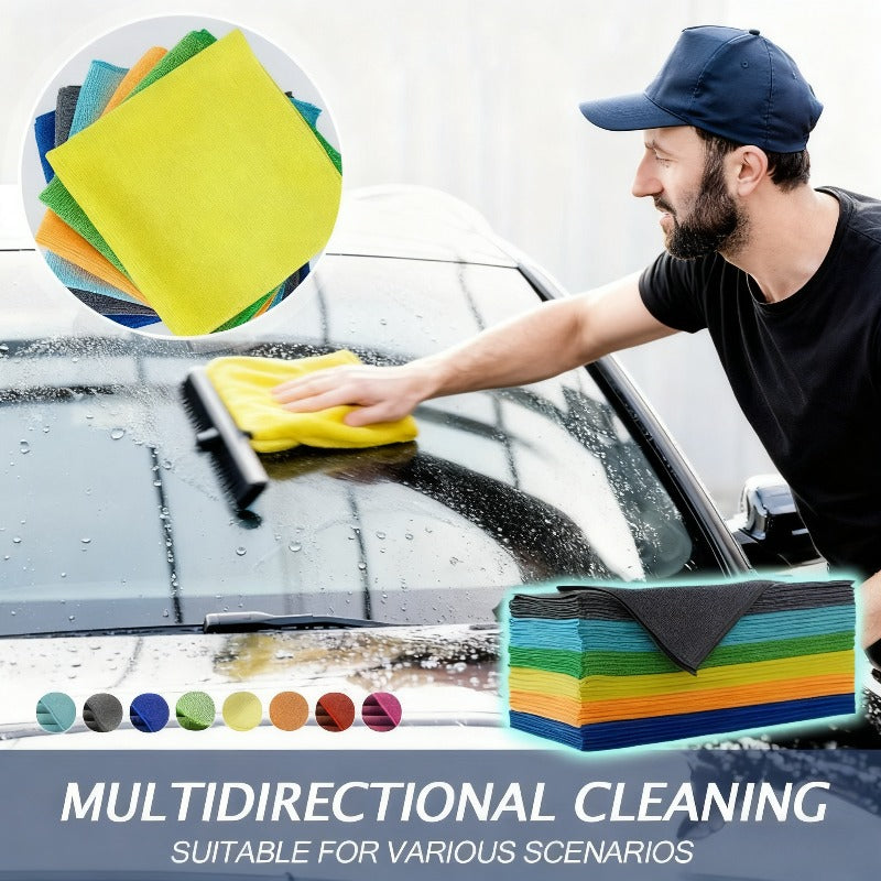 36-Pack Microfiber Towels, 200gsm Scratch & Lint-Free Square Solid Pattern Towels (Multi-Purpose for Home, Office, Kitchen, Automotive Use, Contemporary Style, Machine Washable with Super Fine Fiber for Strong Adsorption and Easy Cleaning)